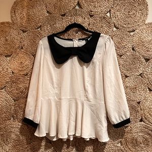 Coquette Bow Peplum Blouse Top